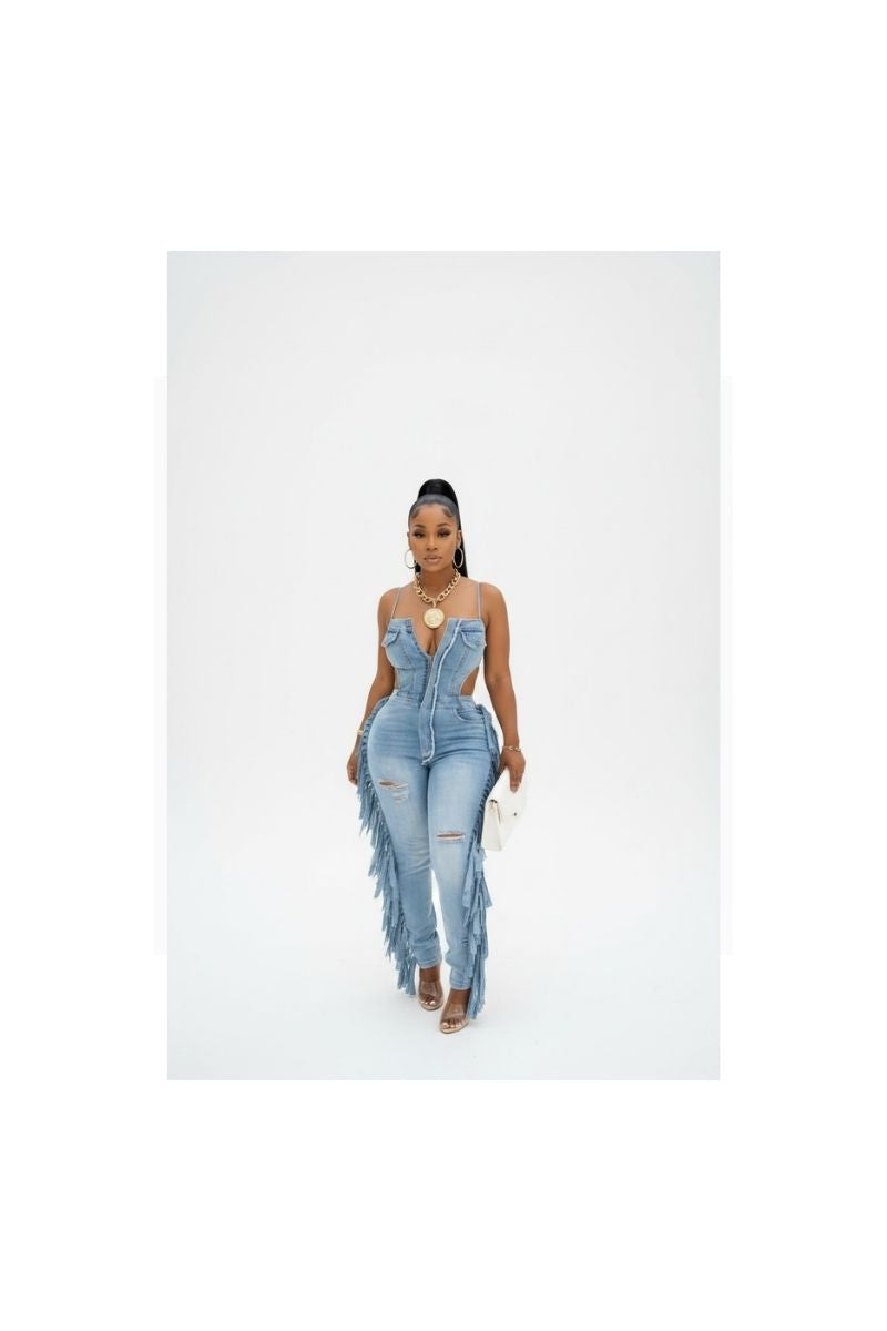Denim Dream Tassel Jumpsuit