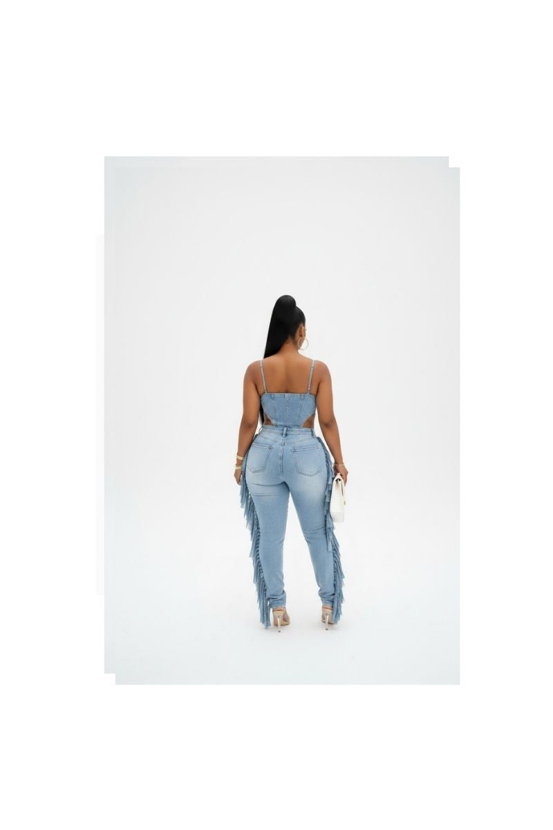 Denim Dream Tassel Jumpsuit